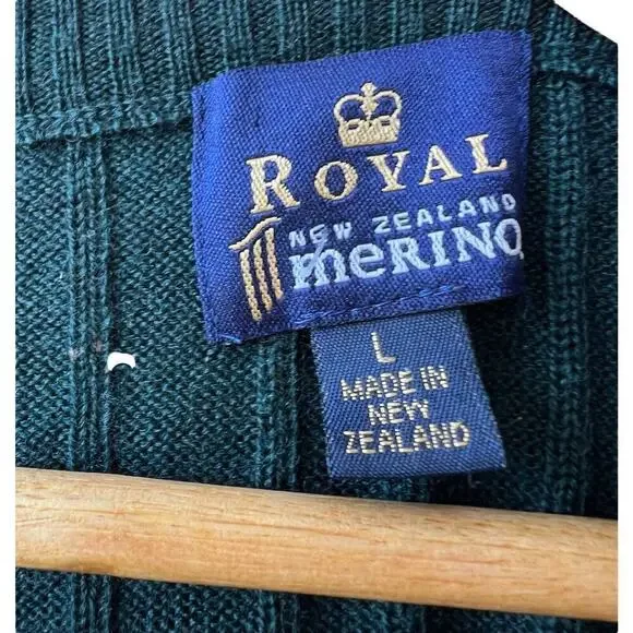 Royal New Zealand Green Merino Wool Sweater L - Picture 4 of 5